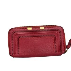 Chloe Marcie red leather continental clutch zipper wallet